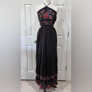 Chelsea & Violet Floral Cutout Jumpsuit Maxi Boho Size M